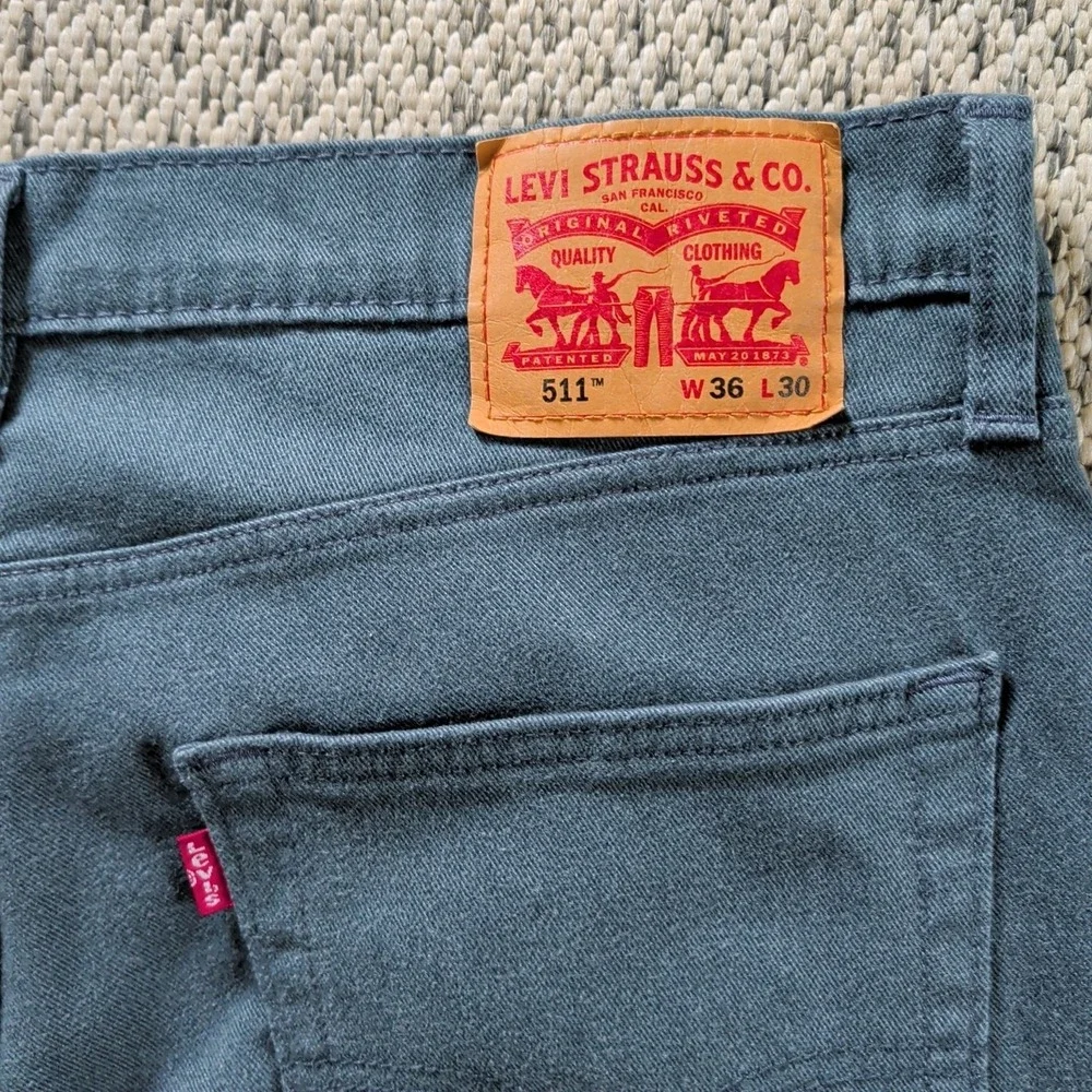 LEVIS 511 Jeans Mens 36x32 (36x25) Slim Straight Warm Blue Slate Stretch Denim
